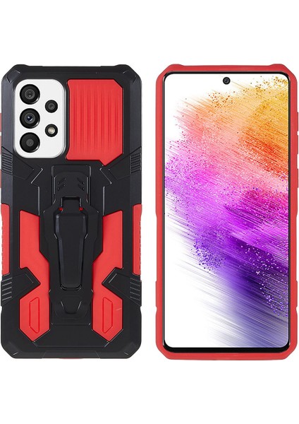 Mechwarrior Samsung Galaxy A73 5g Hibrid Hard Pc Yumuşak Tpu Damla Damla Korunan Kickstand-Red ile Iyi Korumalı Kılıf (Yurt Dışından)