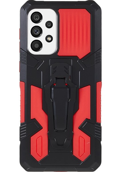 Mechwarrior Samsung Galaxy A73 5g Hibrid Hard Pc Yumuşak Tpu Damla Damla Korunan Kickstand-Red ile Iyi Korumalı Kılıf (Yurt Dışından)