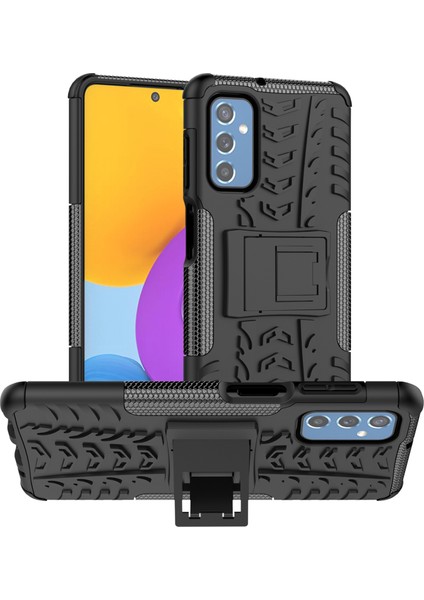 Samsung Galaxy M52 5g Lastik Dokusu Yumuşak Tpu+Sabit Pc Kickstand-Black ile Iyi Korunmuş Damla Geçirmez Telefon Kapağı Kılıfı (Yurt Dışından)