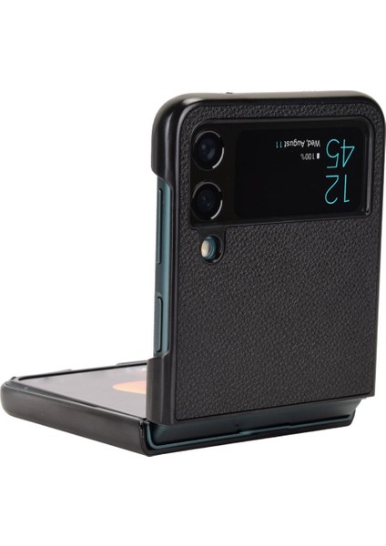 Samsung Galaxy Z Flip4 Için 5g Giyim Karşıtı Litchi Doku Pu Deri Kaplamalı Pc Kılıfı Damla Geçirmez Cep Telefonu Kapak Black (Yurt Dışından)