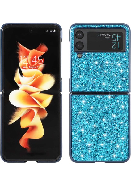 Samsung Galaxy Z Flip4 Için 5g Glitter Pırıltılı Kılıf Elektrokaplama Tpu Çerçeve Sert Pc Sırt Anti-Slip Koruyucu Kapak Mavisi (Yurt Dışından)