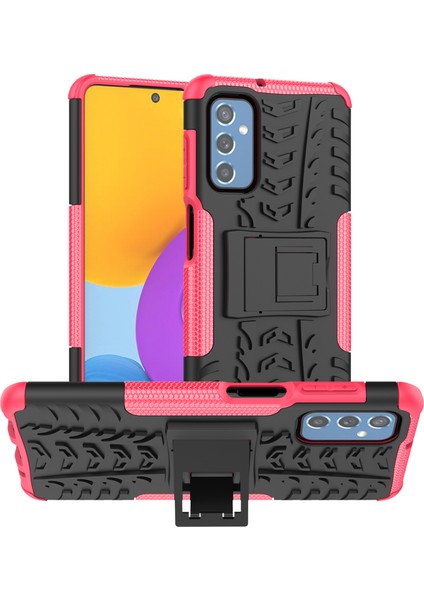 Samsung Galaxy M52 5g Lastik Dokusu Yumuşak Tpu+Sabit Pc Kickstand-Rose ile Iyi Korunmuş Damla Korumalı Telefon Kapağı Kılıfı (Yurt Dışından)