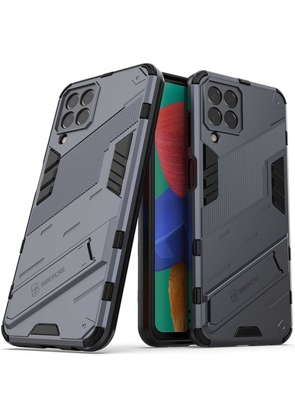Samsung Galaxy M33 5g (Hindistan Versiyonu) Damla Geçirmez Koruma Zırhı Kabuğu Sert Pc Soft Tpu Cep Telefonu Kickstand-Dark Mavi ile (Yurt Dışından)