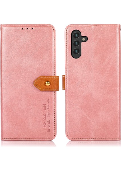 Khazneh Pu Deri Cüzdan Standı Manyetik Altın Toka Folio Kapağı Tpu Samsung Galaxy A13 5G/A04S 4g (164.7 x 76.7 x 9.1 Mm) Için Şok Geçirmez Iç Kasa -Rose Altın (Yurt Dışından)