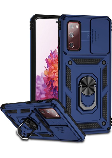 Samsung Galaxy S20 Fe 2022/S20 Fe 4g/fe 5G/S20 Lite Slayt Kamera Koruyucusu Pc+Tpu Kasası Başka Düzenli Kıckstand Telefon Kabuk Mavisi (Yurt Dışından)