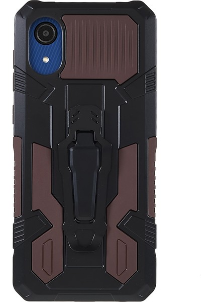 Mechwarrior Samsung Galaxy A03 Çekirdek Şok Geçirmez Anti-Çizgiye Dahili Metal Sac Hibrit Sert Pc Yumuşak Tpu Kılıfı Arka Klip Kickstand-Coffee (Yurt Dışından)