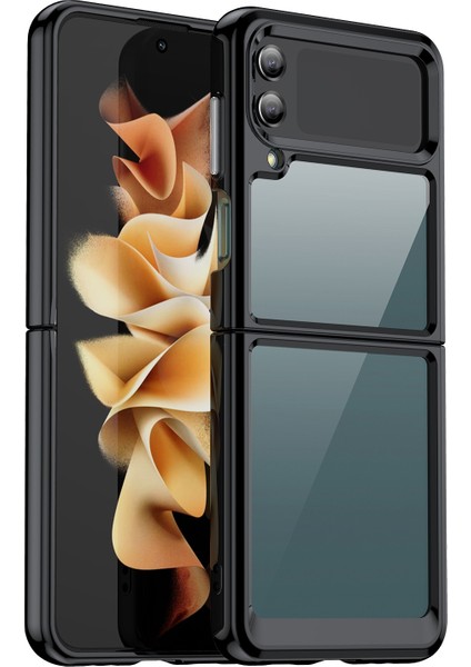 Tpu+Akrilik Hibrit Kılıflar, Samsung Galaxy Z Flip4 5g Şok Geçirmez Cep Telefonu Koruyucu Kasa Kapak-Siyah (Yurt Dışından)