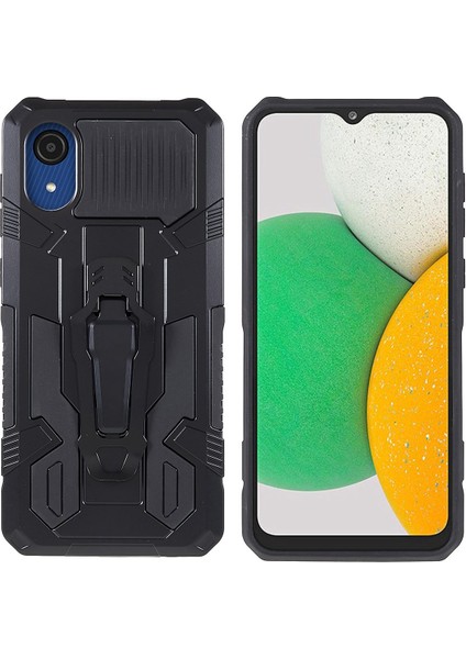 Mechwarrior Samsung Galaxy A03 Çekirdek Şok Geçirmez Anti-Çizelge Anti-Slatch Dahili Metal Sac Hibrit Sert Pc Yumuşak Tpu Kılıfı Arka Klip Kickstand-Black (Yurt Dışından)