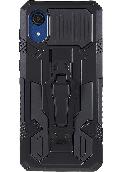 Mechwarrior Samsung Galaxy A03 Çekirdek Şok Geçirmez Anti-Çizelge Anti-Slatch Dahili Metal Sac Hibrit Sert Pc Yumuşak Tpu Kılıfı Arka Klip Kickstand-Black (Yurt Dışından)