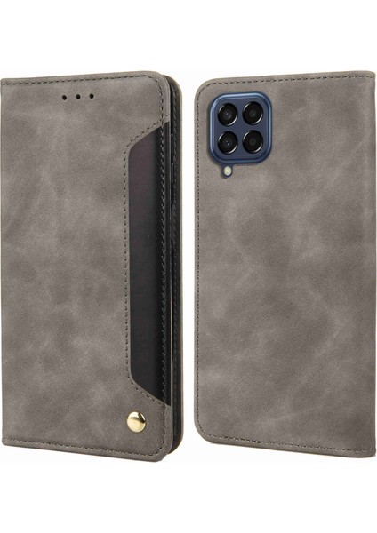 Seashell Digital Samsung Galaxy M53 Için 5g Pu Pu Deri Deri Deri Touch Duygu Kılıfı Stand Manyetik Emilim Tam Koruma Flip Folio Cüzdan Kapak-Grey (Yurt Dışından)