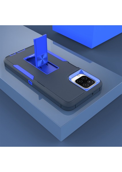 Samsung Galaxy A12 Hard Pc+Yumuşak Tpu Hibrid Kapak Kickstand Telefon Kılıfı Metal Metal Sac Sapfire/koyu Mavi (Yurt Dışından) fiyatları