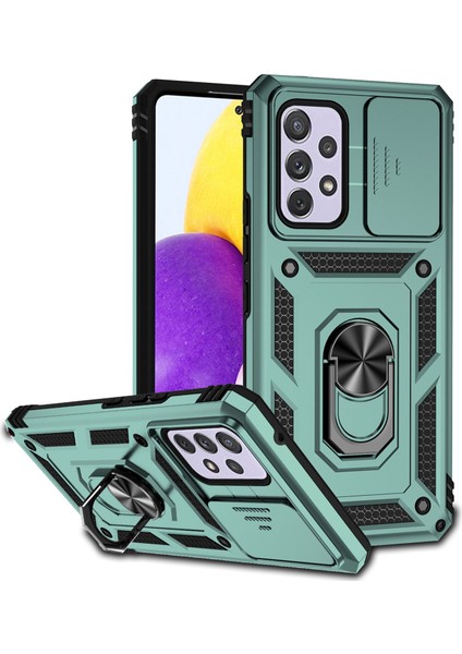 Samsung Galaxy A53 Için 5g Vaka Slayt Kamera Koruma Yüzüğü Kickstand Pc+Tpu Telefon Kapak Yeşil (Yurt Dışından)