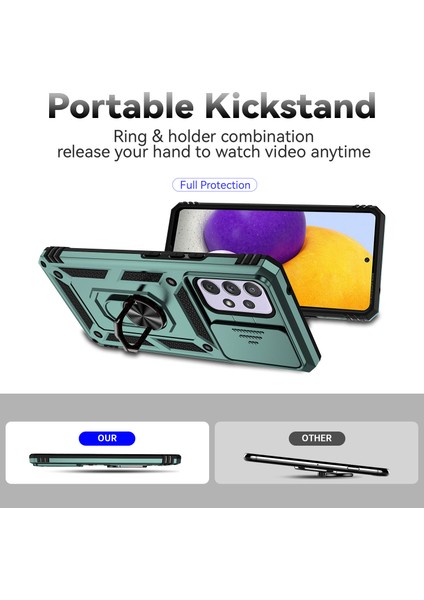 Samsung Galaxy A53 Için 5g Vaka Slayt Kamera Koruma Yüzüğü Kickstand Pc+Tpu Telefon Kapak Yeşil (Yurt Dışından) fiyatları
