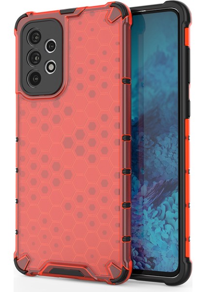 Samsung Galaxy A73 5g Için Petek Dokulu Iyi Korumalı Tpu+Pc Telefon Kılıfı Kapak-Kırmızı (Yurt Dışından)