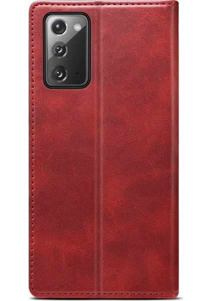 Stand Cüzdan Tasarım Manyetik Otomatik Kapanış Pu Deri Telefon Kılıfı Samsung Galaxy NOTE20 4g/5g-Kırmızı (Yurt Dışından) fiyatları