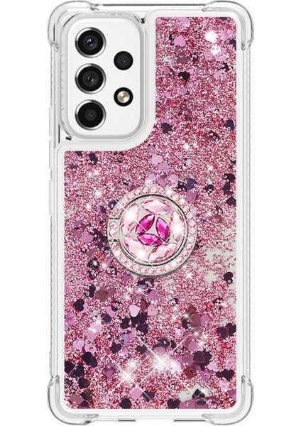 Le1-2 Serisi Quicksand Halka Kickstand Tpu Kapak Pırıltılı Sequins Samsung Galaxy A53 5g-Rose Altın/kalp Için Koruyucu Kılıf (Yurt Dışından) fiyatları