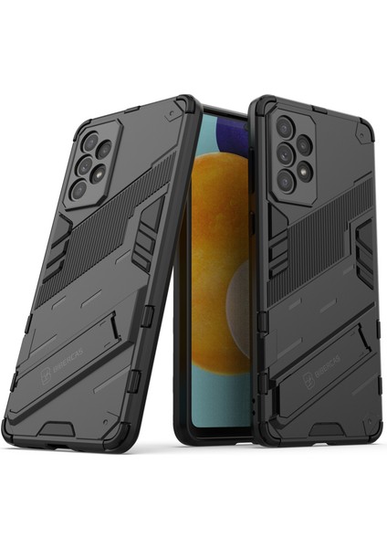 Samsung Galaxy A73 5g-Black Için Eller Kickstand Tasarım Anti-Fall Anti-Fall Koruma Tpu+Pc Hybrid Telefon Kılıf Kabuğu (Yurt Dışından)