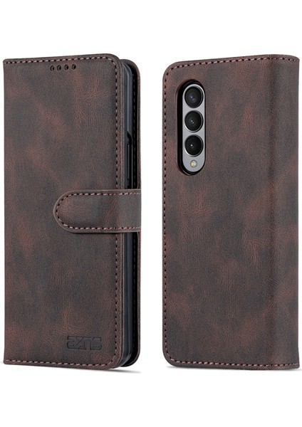 Pu Deri Manyetik Toka Kapatma Samsung Galaxy Z Fold3 5g-Brown Için Stand Cüzdanı ile Iyi Korumalı Şok Geçirmez Telefon Kılıfı (Yurt Dışından)