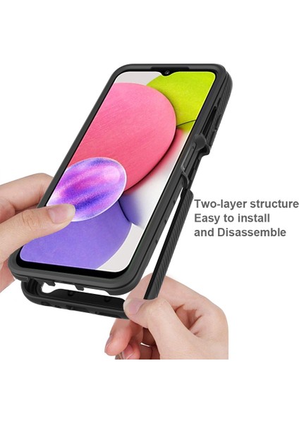 Samsung Galaxy A03S (165.8 x 75.9 x 9.1mm) (Abd Versiyonu) Için 3'ü 1 Arada Hibrit Telefon Kasası (Abd Versiyonu), Pet Ekran Koruyucusu-Kırmızı (Yurt Dışından)