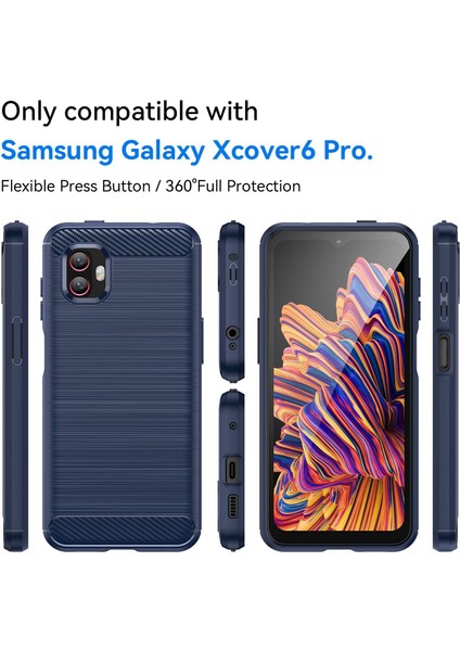 Samsung Galaxy Xcover6 Pro 5g/xcover Pro 2 5g Drop Tpu Anti-Drop Tpu Kılıf Karbon Fiber Doku Fırçalanmış Yüzeye Dayanıklı Kapak Mavisi (Yurt Dışından) fiyatları