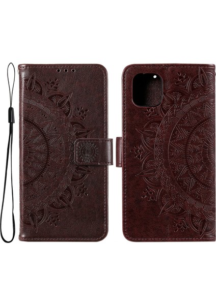 Basılı Totem Mandala Folio Flip Cüzdan Pu Deri Standı Samsung Galaxy A03 (166.5 x 75.98 x 9.14MM) Için Kayışlı Koruyucu Telefon Kasası (Yurt Dışından)
