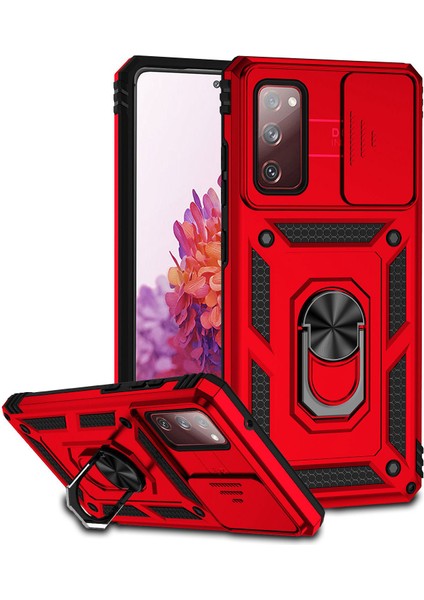 Samsung Galaxy S20 Fe 2022/S20 Fe 4g/fe 5G/S20 Lite Slayt Kamera Koruyucusu Pc+Tpu Kasa Düşük Düzenli Kıckstand Telefon Kırmızısı (Yurt Dışından)