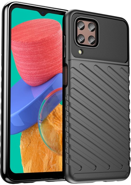 Thunder Serisi Samsung Galaxy M33 5g (Global Versiyon)/(Hindistan Versiyonu), Kalınlaştırılmış Tpu Tampon Koruması Anti-Damla Kapak-Siyah (Yurt Dışından)