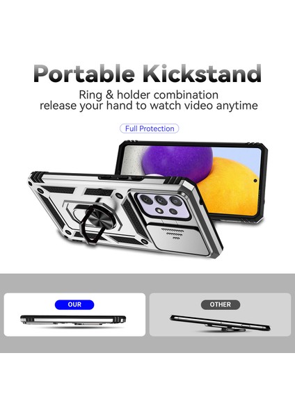 Samsung Galaxy A53 Için 5g Slayt Kamera Koruma Yüzüğü Kickstand Pc+Tpu Telefon Kapak Silver (Yurt Dışından) fiyatları