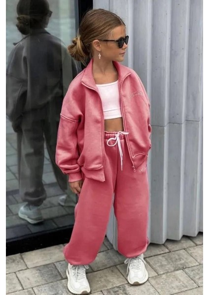 Soliday Hırkalı Kışlık Tarz Takım-Gül Kurusu