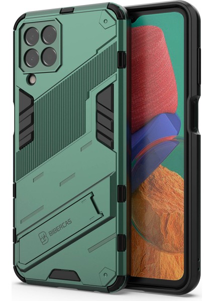 Samsung Galaxy M33 5g (Global Versiyon) Kickstand Combo Pc+Tpu Etkiye Dayanıklı Koruyucu Koruma Çift Katman Şok-Absorpsiyon Kapak Yeşil (Yurt Dışından)