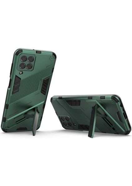 Samsung Galaxy M33 5g (Global Versiyon) Kickstand Combo Pc+Tpu Etkiye Dayanıklı Koruyucu Koruma Çift Katman Şok-Absorpsiyon Kapak Yeşil (Yurt Dışından)