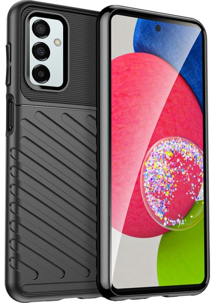 Samsung Galaxy M23 5G/F23 Için 5g Thunder Serisi Dimi Doku Şok Dokun Tpu Kapak Kaymaz Koruyucu Telefon Kasa-Black (Yurt Dışından)