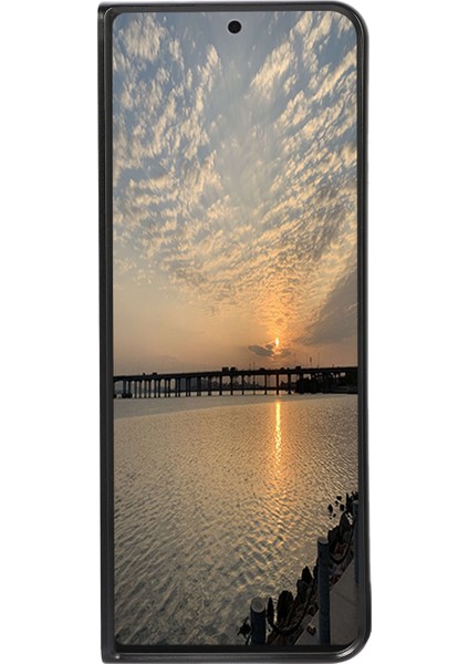 Samsung Galaxy Z Fold4 Için 5g Anti-Damla Telefon Kasası Karbon Fiber Doku Kasası Pu Deri Kaplanmış Pc Cep Telefonu Koruyucu Kapak-Siyah (Yurt Dışından)