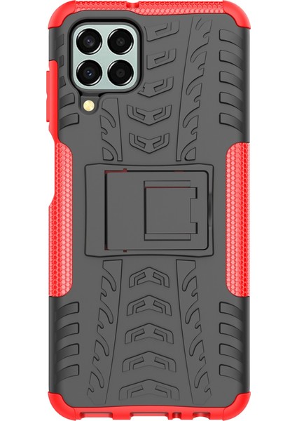 Samsung Galaxy M33 5g (Global Versiyon)/(Hindistan Sürümü) Serin Lastik Modeli Kayma Önleyici Kılıf Pc+Tpu Hibrid Etki Kapağı Kickstand-Red ile (Yurt Dışından) fiyatları