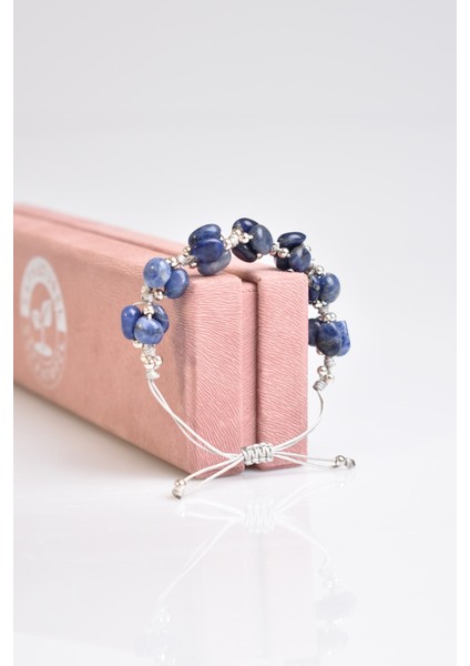 Sodalit Doğal Taş Üçlü Makrome Bileklik