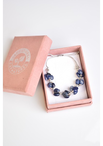 Sodalit Doğal Taş Üçlü Makrome Bileklik fiyatları