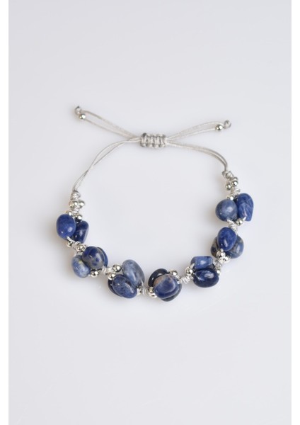 Sodalit Doğal Taş Üçlü Makrome Bileklik modelleri