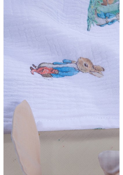 Tavşan Peter Rabbit Çok Amaçlı Bebek Müslin Örtüsü Pembe- Mavi 120X120CM fiyatları