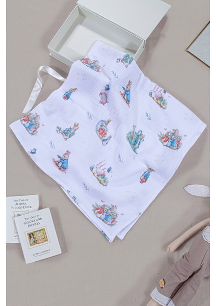 Tavşan Peter Rabbit Çok Amaçlı Bebek Müslin Örtüsü Pembe- Mavi 120X120CM modelleri