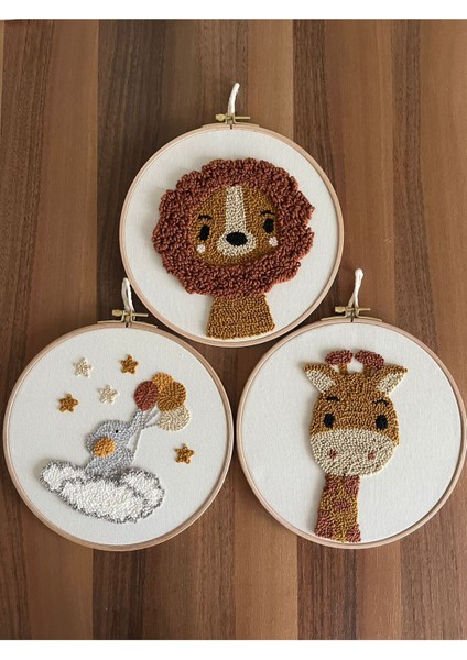 21.5cm 3'lü Set Bebek/çocuk Odası Duvar Süsü/punch Nakis Duvar Panosu/bebek Hediyelik
