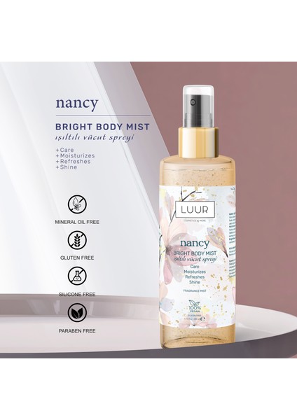 Nancy Vücut Spreyi Simli, Işıltılı Uzun Süre Kalıcı Koku, Nemlendiricili 200 ml modelleri