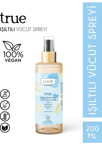 True Vücut Spreyi Simli, Işıltılı Uzun Süre Kalıcı Koku, Nemlendiricili 200 ml