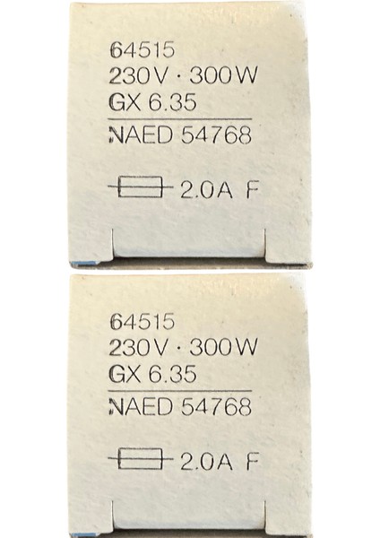 64515 300W Gx6.35 Duylu Halojen Projektör Lambası (2 Adet)