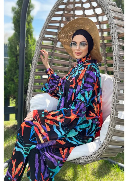 Remsa Tesettür Mayo Üzerine Tek Kaftan Kimono Pareo RP004A Mercan