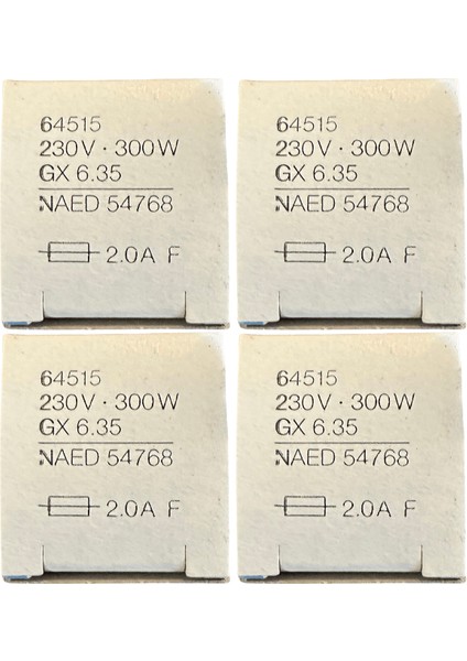 64515 300W Gx6.35 Duylu Halojen Projektör Lambası (4 Adet)