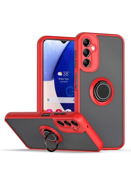 Samsung Galaxy A05S Kılıf Montreal Yüzüklü Mıknatıslı Kamera Korumalı Silikon Kırmızı