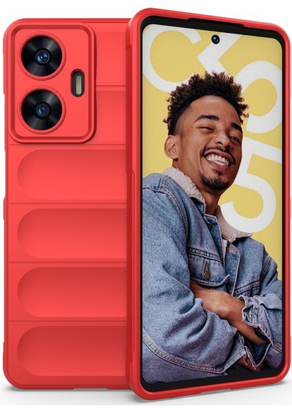 Realme C55 Kılıf Optimum Mat Kamera Korumalı Silikon Kırmızı