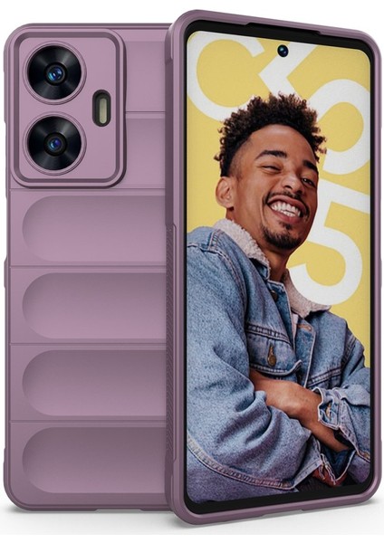 Realme C55 Kılıf Optimum Mat Kamera Korumalı Silikon Mor