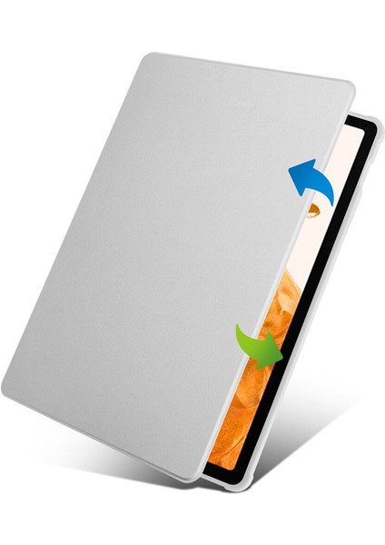 Samsung Galaxy Tab S9 Plus SM-X810 Kılıf Standlı Katlanabilir Pu Silikon Tf2 Gri