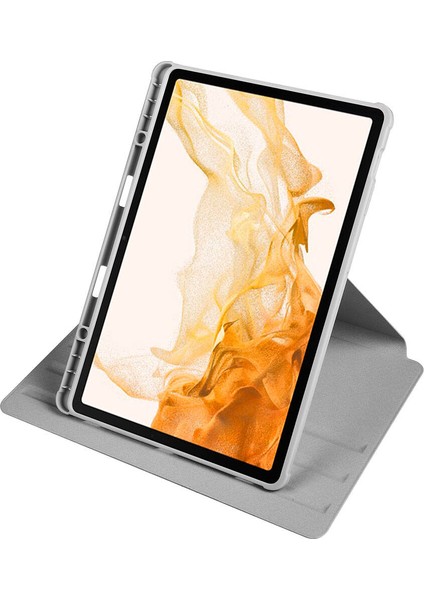 Samsung Galaxy Tab S9 Plus SM-X810 Kılıf Standlı Katlanabilir Pu Silikon Tf2 Gri